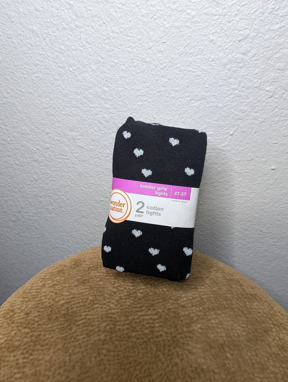 New Wonder Nation Toddler Girls Black White Cotton Tights 2T - 5T NWT